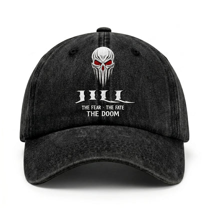 Your Name The Fear The Fate The Doom Skull Washed Cap JILL 13K1 C98PF