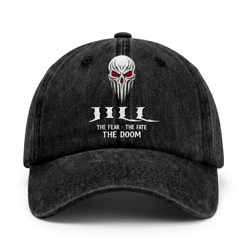Your Name The Fear The Fate The Doom Skull Washed Cap JILL 13K1 C98PF