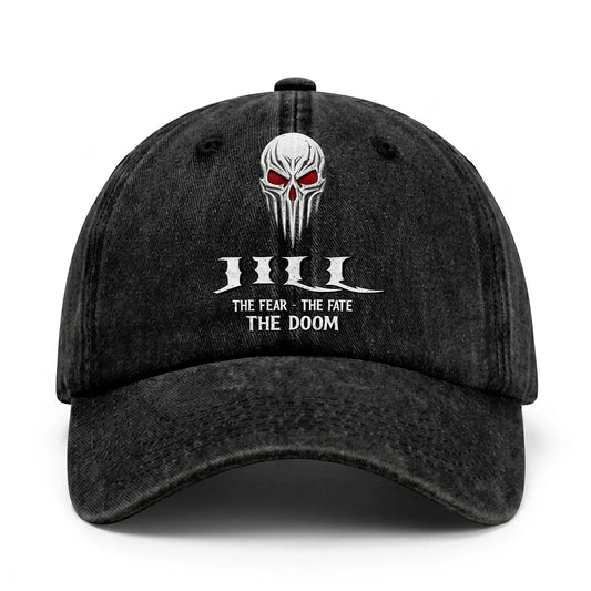 Your Name The Fear The Fate The Doom Skull Washed Cap JILL 13K1 C98PF