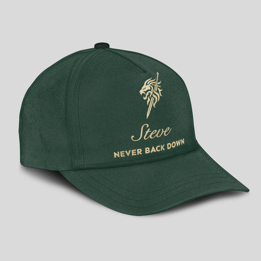 Never Back Down Lion And Sword Sage Green Cap STEVE 13K1 C178PF