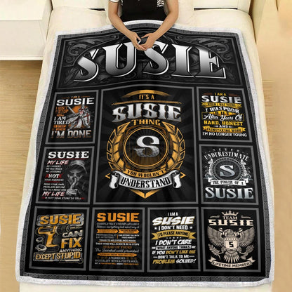SUSIE Personalized Blanket | Custom Name Cozy Throw Gift 13K4-BK2