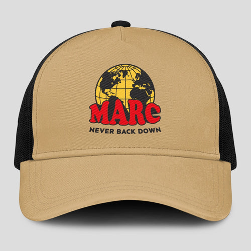 Never Back Down World Logo Khaki Mesh Cap MARC 13K1 C212PF