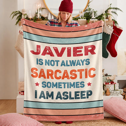 Your Name Sarcastic Funny Retro Fleece Blanket JAVIER 13K1 BK62