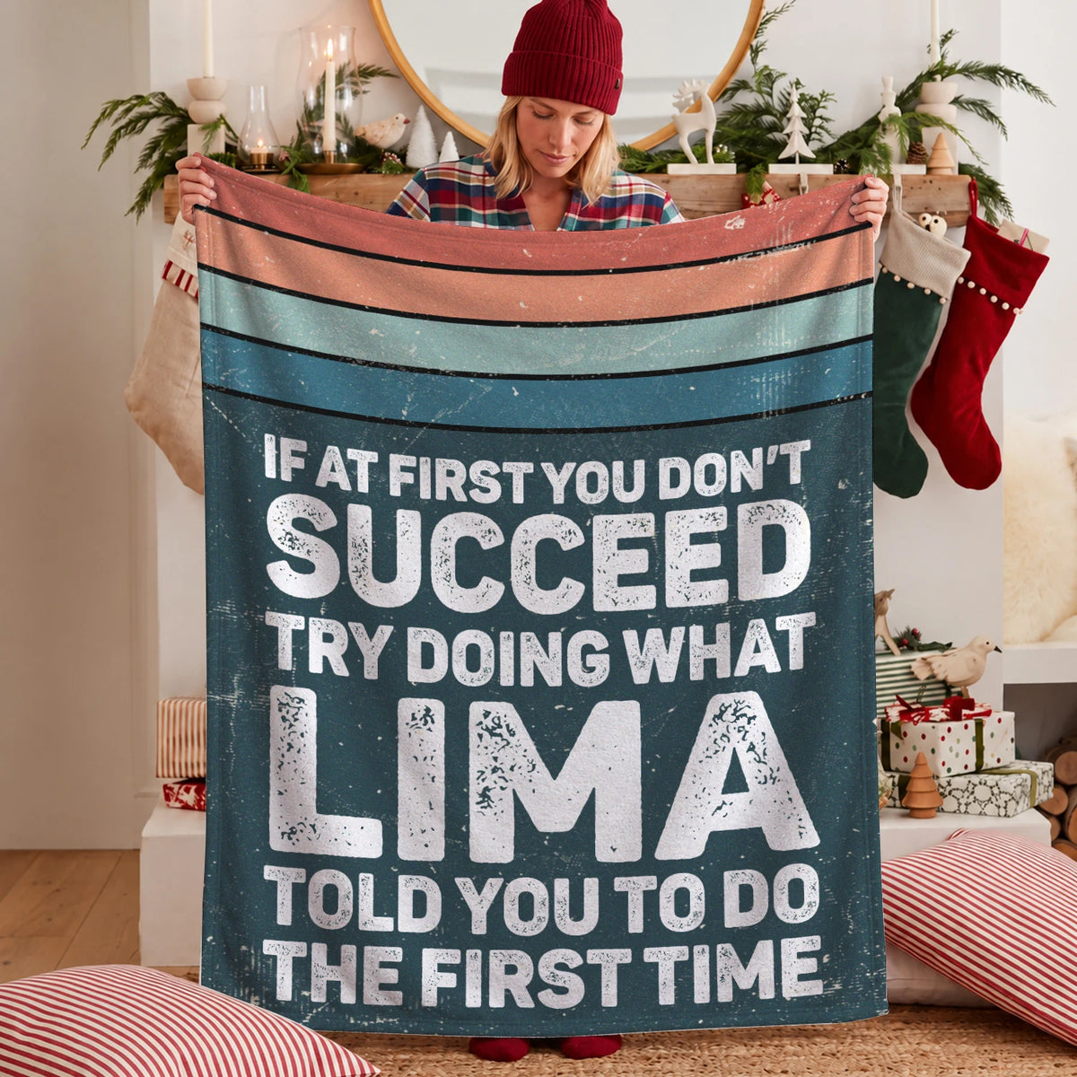 If At First You Don’t Succeed Retro Green Fleece Blanket LIMA 13K1 BK29