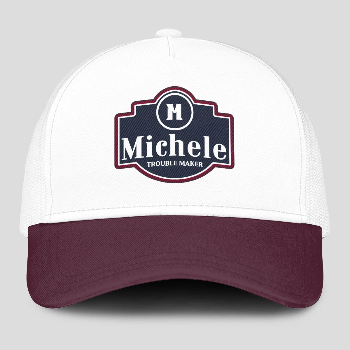 Trouble Maker Burgundy And White Funny Mesh Cap MICHELE 13K1 C201PF