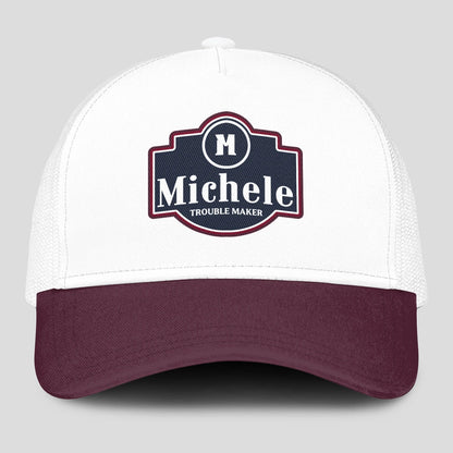Trouble Maker Burgundy And White Funny Mesh Cap MICHELE 13K1 C201PF