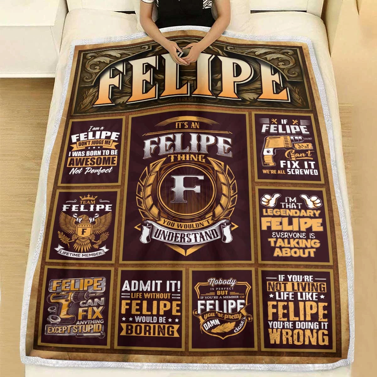 FELIPE Personalized Blanket | Custom Name Cozy Throw Gift 13K1-BK4