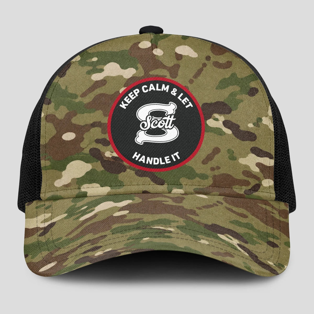 Keep Calm & Let Your Name Handle It Camo Mesh Cap SCOTT 13K1 C209PF