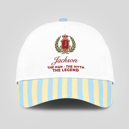 The Man The Myth The Legend Blue And Yellow Striped Beach Cap JACKSON 13K1 C118PF