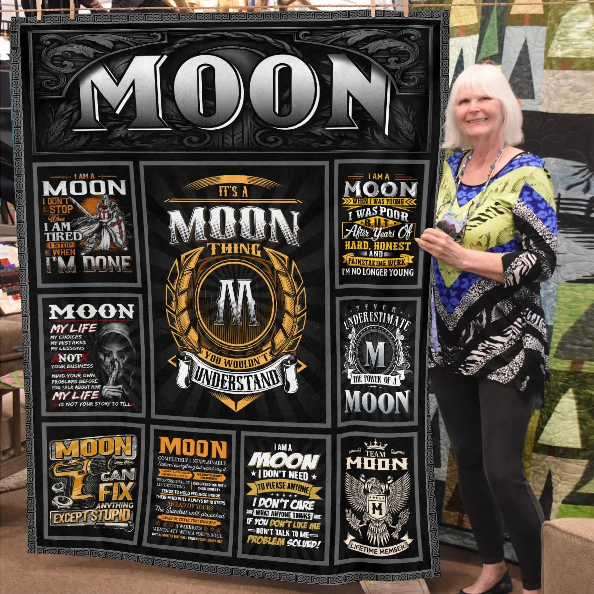 MOON Personalized Blanket | Custom Name Cozy Throw Gift 13K3-BK2