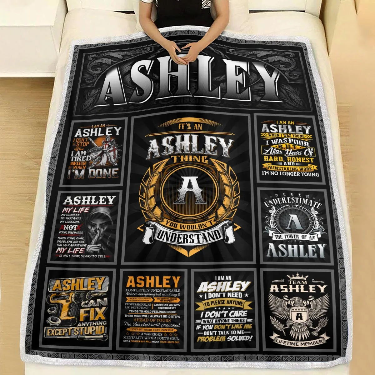 ASHLEY Personalized Blanket | Custom Name Cozy Throw Gift 13K1-BK2