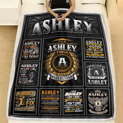 ASHLEY Personalized Blanket | Custom Name Cozy Throw Gift 13K1-BK2