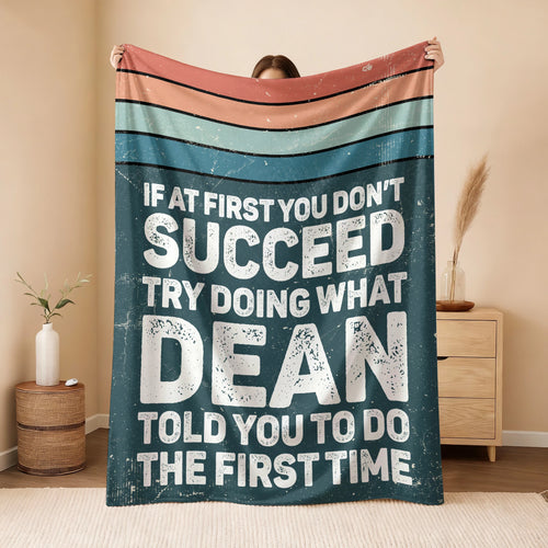 If At First You Don’t Succeed Retro Green Fleece Blanket DEAN 13K1 BK29