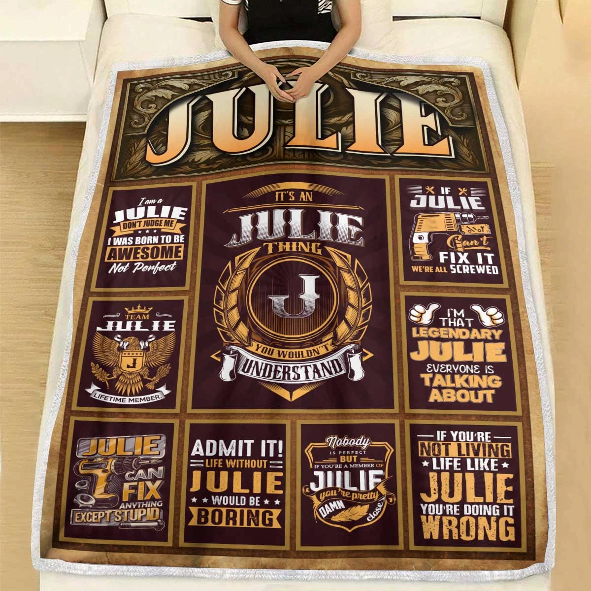 JULIE Personalized Blanket | Custom Name Cozy Throw Gift 13K1-BK4