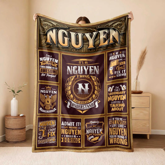 NGUYEN Personalized Blanket | Custom Name Cozy Throw Gift 13K1-BK4