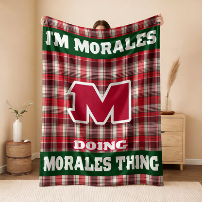 I'm Name Doing Name Things Red Plaid Fleece Blanket MORALES 13K1 BK49
