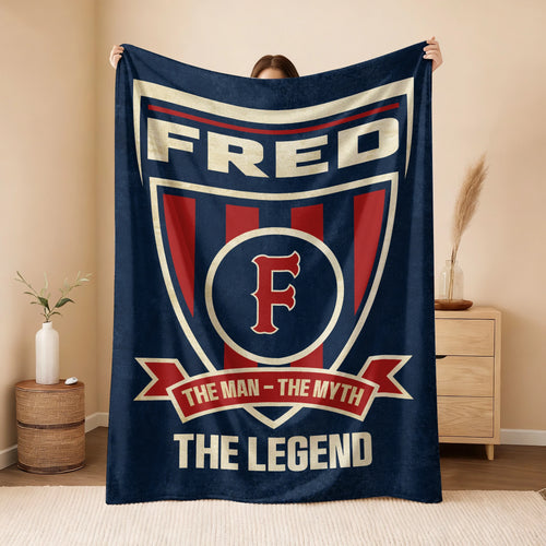 The Man The Myth The Legend Blue Burgundy Baseball Blanket FRED 13K1 BK18
