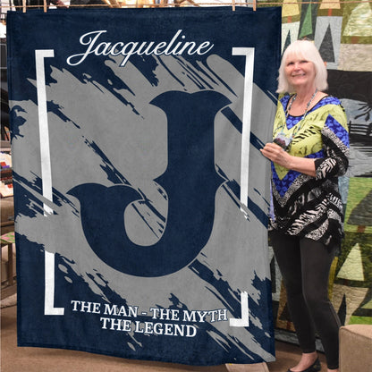 The Man The Myth The Legend Navy Baseball Fleece Blanket JACQUELINE 13K1 BK17