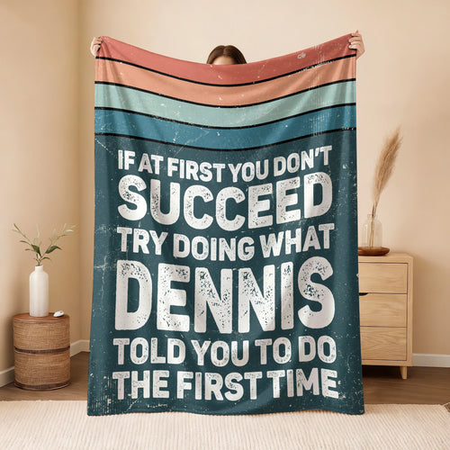 If At First You Don’t Succeed Retro Green Fleece Blanket DENNIS 13K1 BK29