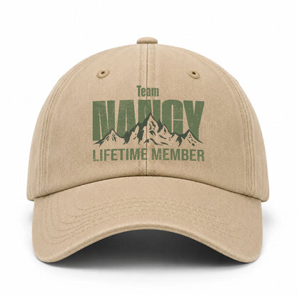 Team Your Name Lifetime Member Mountain Cap NANCY 13K1 C58PF