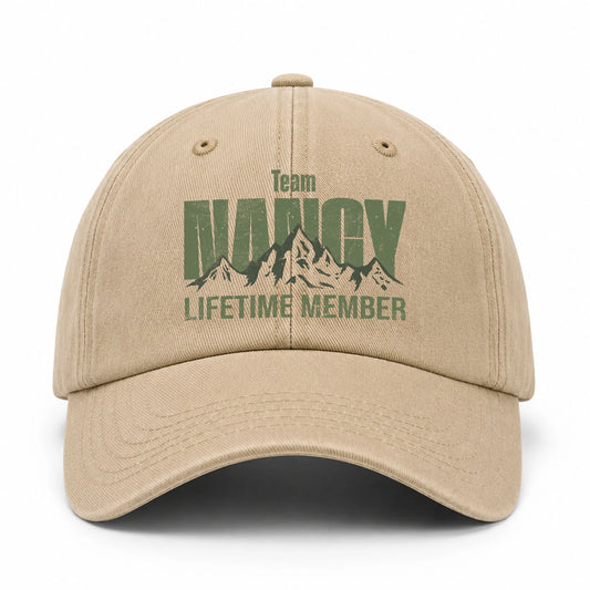 Team Your Name Lifetime Member Mountain Cap NANCY 13K1 C58PF