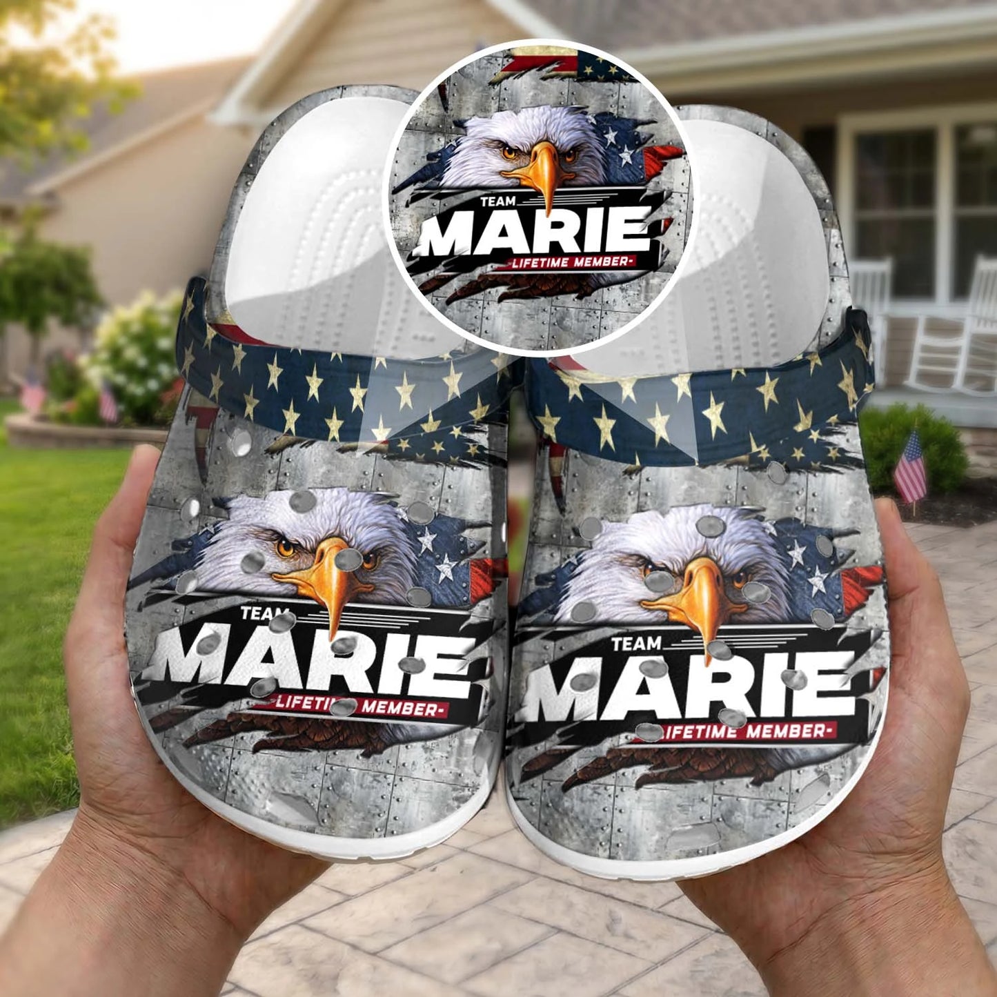 MARIE 13K1-CR1 Personalized Name Clogs "Team Lifetime Member"
