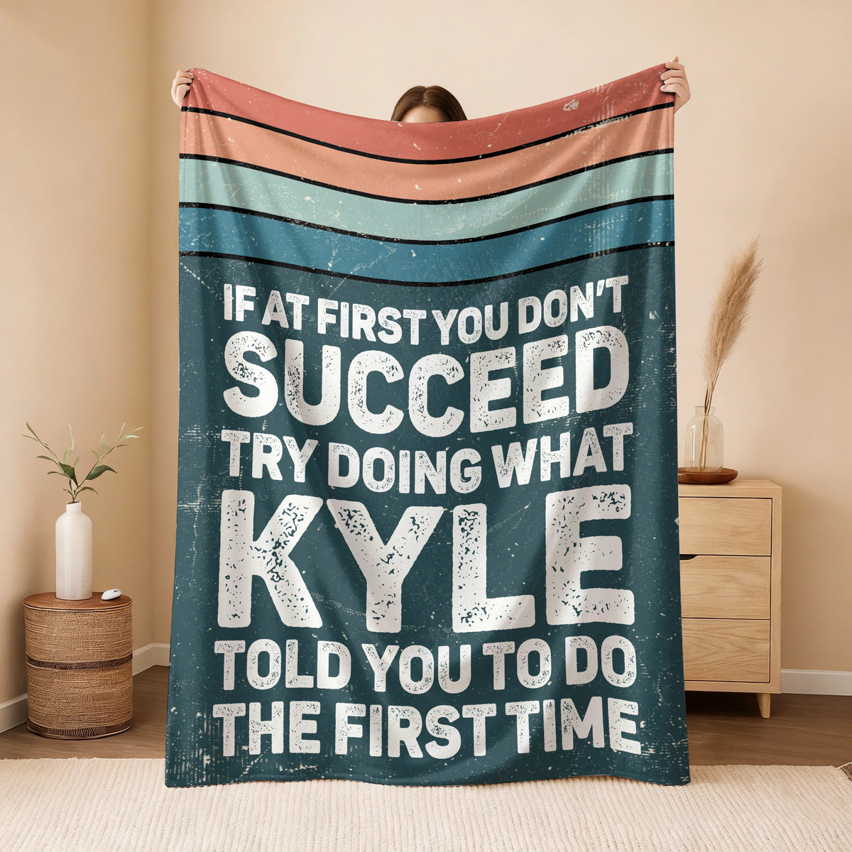 If At First You Don’t Succeed Retro Green Fleece Blanket KYLE 13K1 BK29