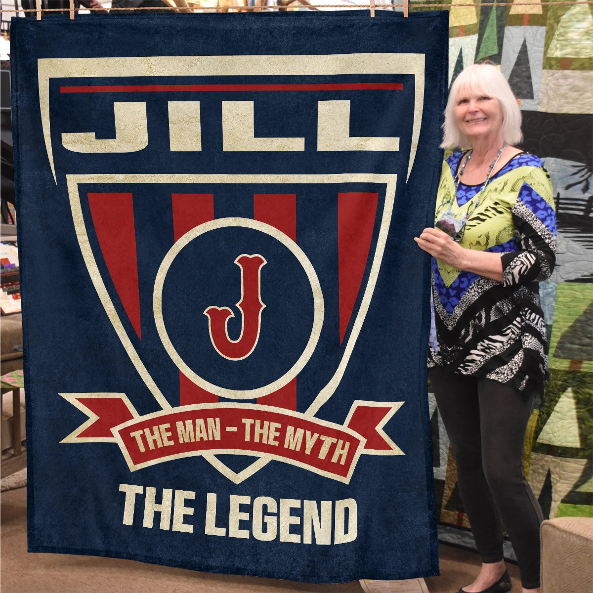 The Man The Myth The Legend Blue Burgundy Baseball Blanket JILL 13K1 BK18