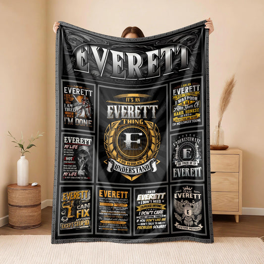 EVERETT Personalized Blanket | Custom Name Cozy Throw Gift 13K4-BK2