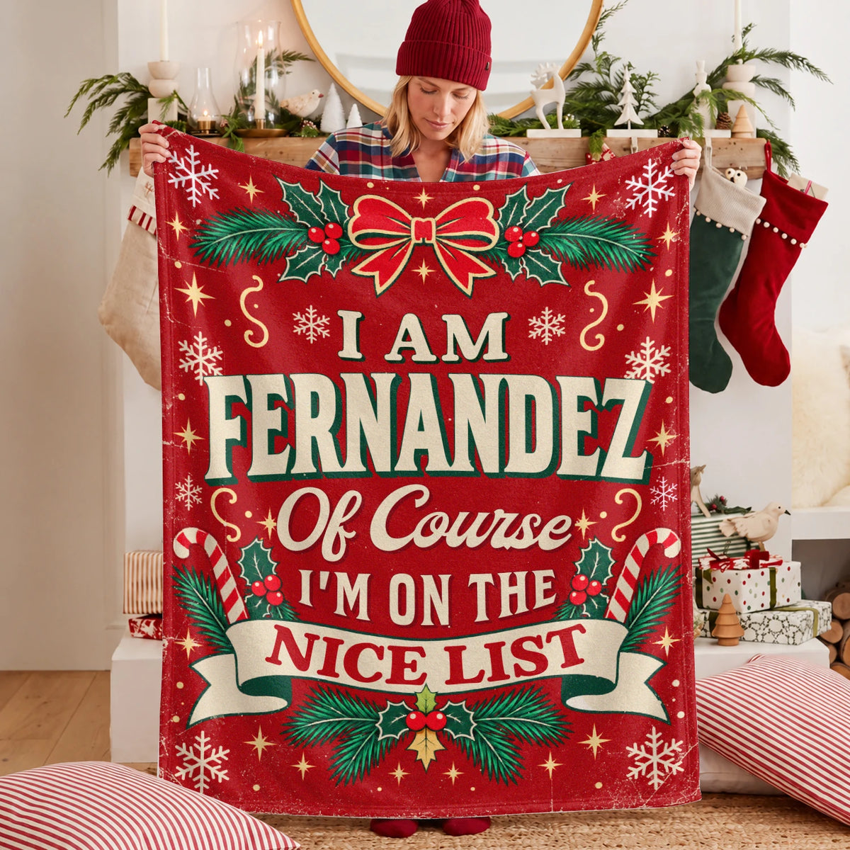 I'm Name Of Course I'm On The Nice List Christmas Fleece Blanket FERNANDEZ 13K1 BK56
