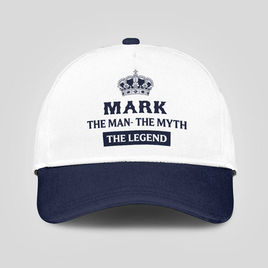 The Man The Myth The Legend King Crown Blue And White Cap MARK 13K1 C147PF