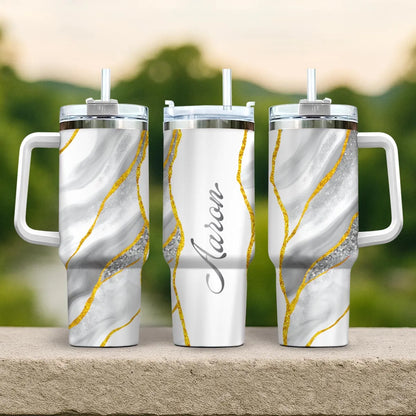 AARON 40oz Personalized Tumbler Cup with Straw | Custom Stainless Steel Mug 13K1-TB1