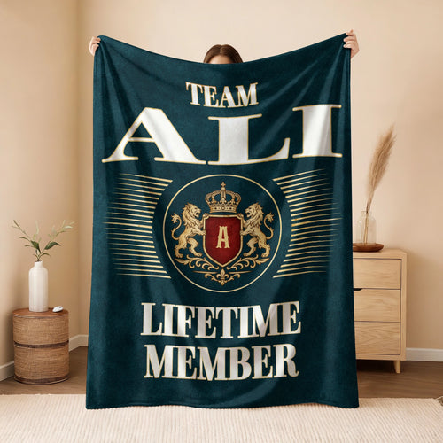 Team Your Name Lifetime Member Sage Green Fleece Blanket ALI 13K1 BK42
