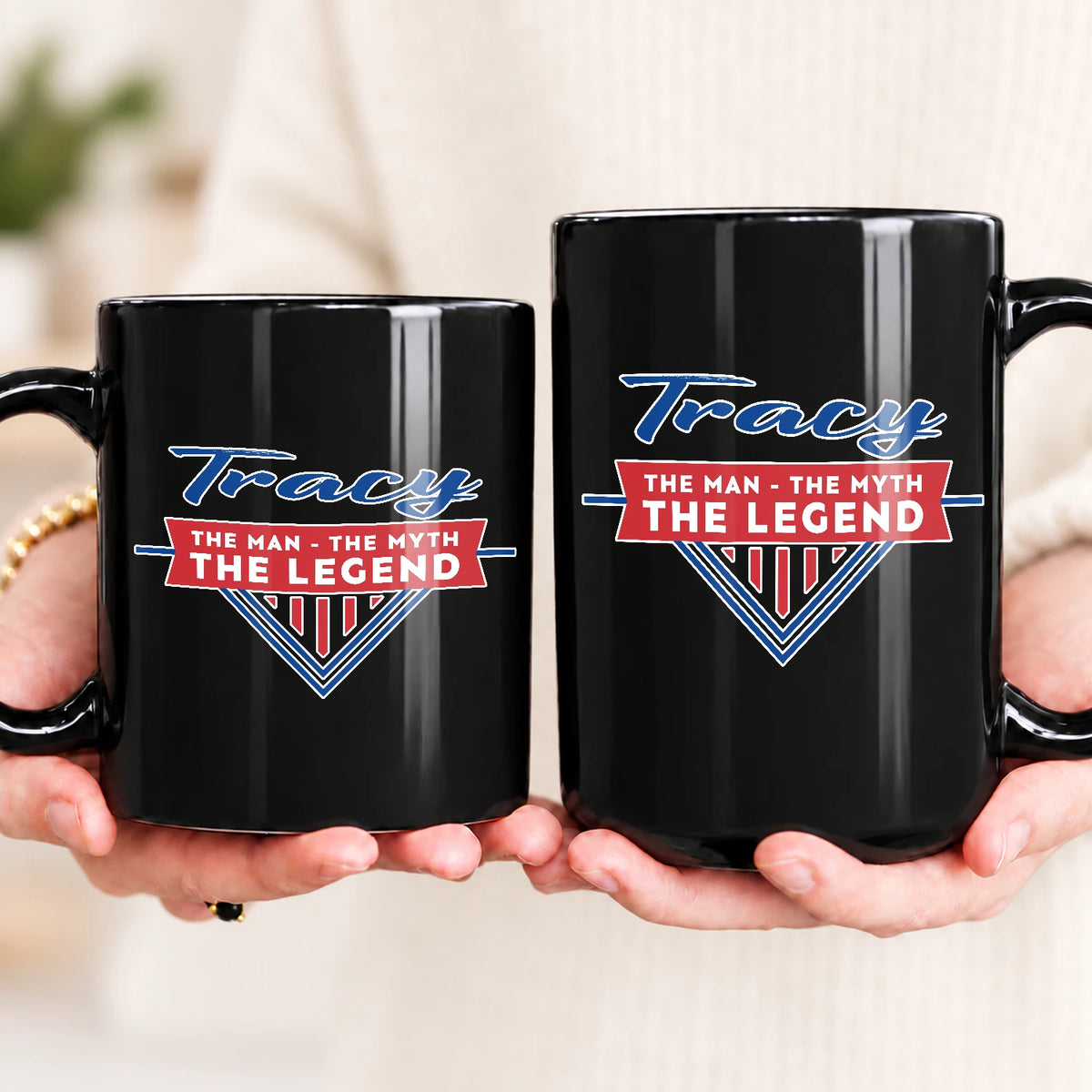 The Man The Myth The Legend Red And Blue Logo Mug TRACY 13K1 MG34