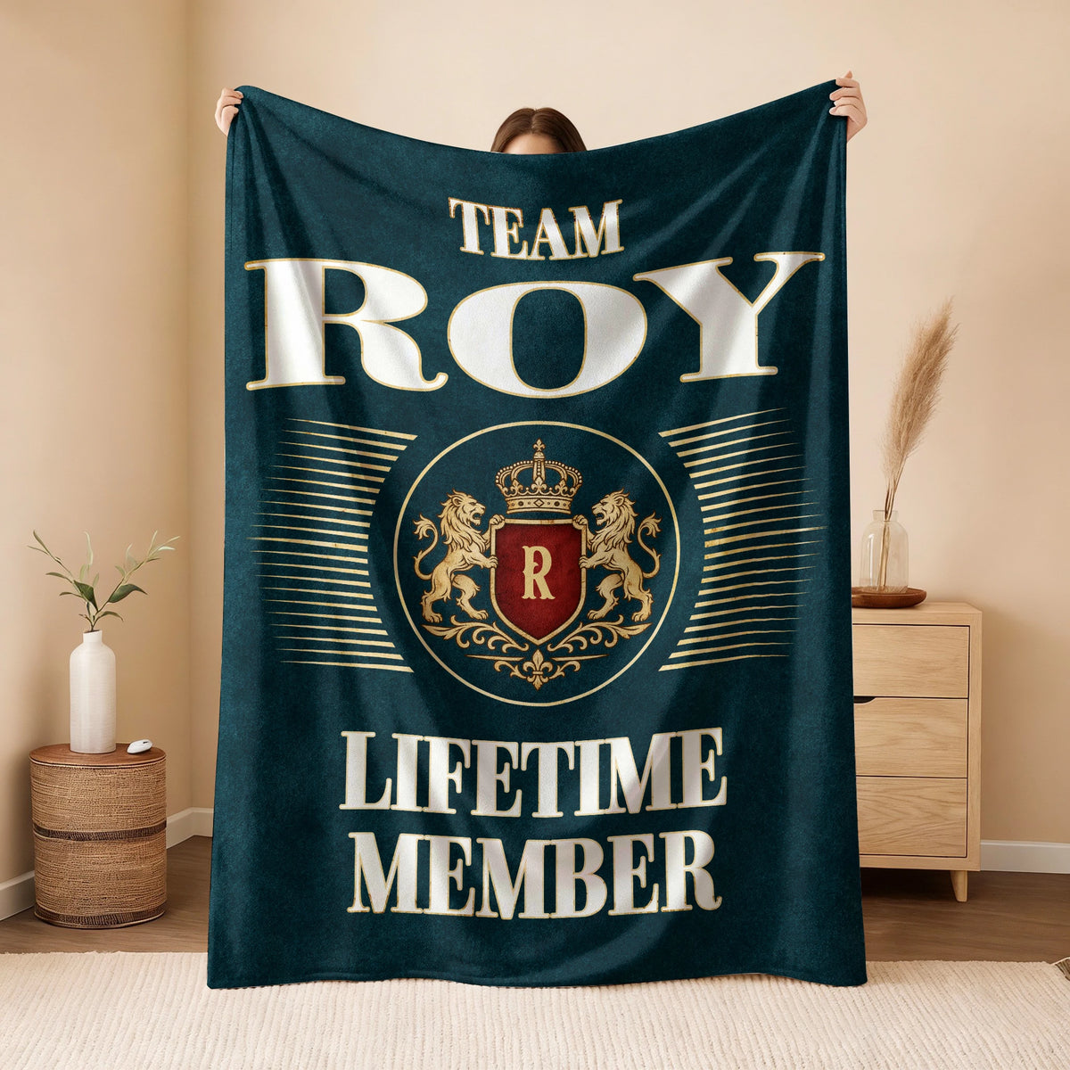 Team Your Name Lifetime Member Sage Green Fleece Blanket ROY 13K1 BK42