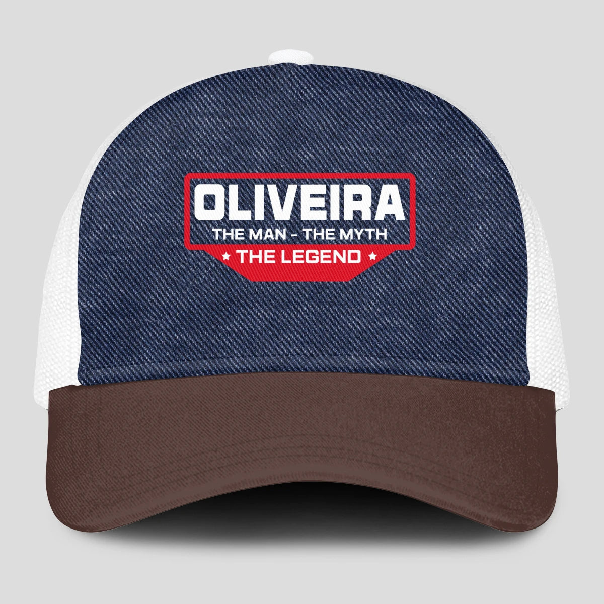 The Man The Myth The Legend Navy Brown And White Mesh Cap OLIVEIRA 13K1 C200PF