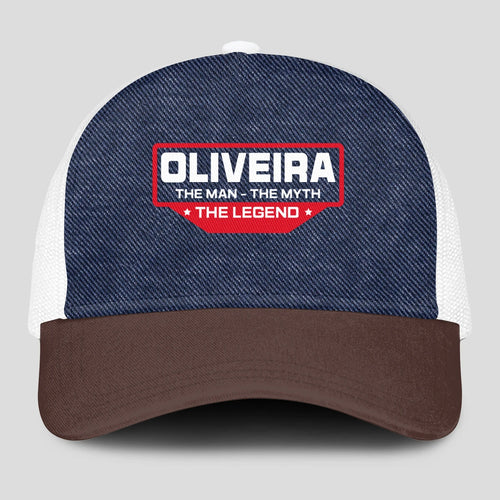 The Man The Myth The Legend Navy Brown And White Mesh Cap OLIVEIRA 13K1 C200PF