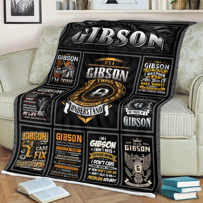 GIBSON Personalized Blanket | Custom Name Cozy Throw Gift 13K2-BK2