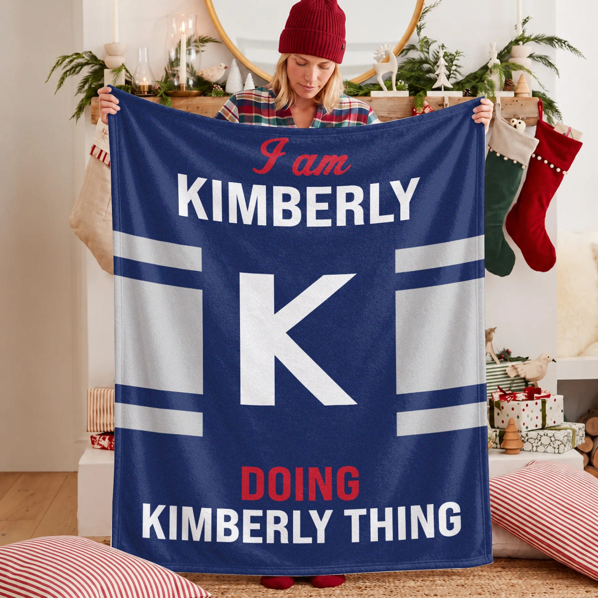 I'm Name Doing Name Things Navy Fleece Blanket KIMBERLY 13K1 BK51