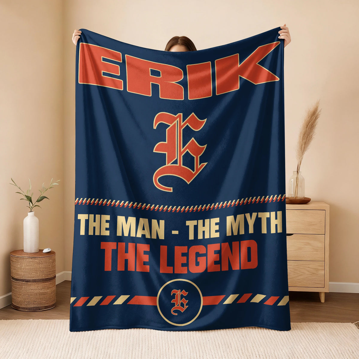 The Man The Myth The Legend Retro Fleece Blanket ERIK 13K1 BK53