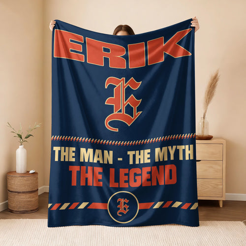 The Man The Myth The Legend Retro Fleece Blanket ERIK 13K1 BK53
