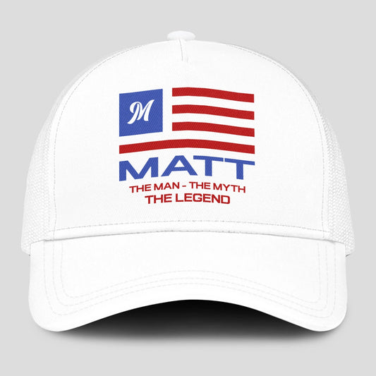 The Man The Myth The Legend America Flag Mesh Cap MATT 13K1 C193PF