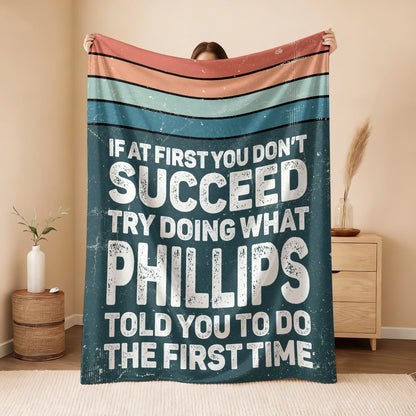 If At First You Don’t Succeed Retro Green Fleece Blanket PHILLIPS 13K1 BK29