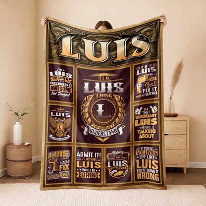 LUIS Personalized Blanket | Custom Name Cozy Throw Gift 13K1-BK4