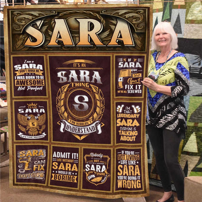 SARA Personalized Blanket | Custom Name Cozy Throw Gift 13K1-BK4