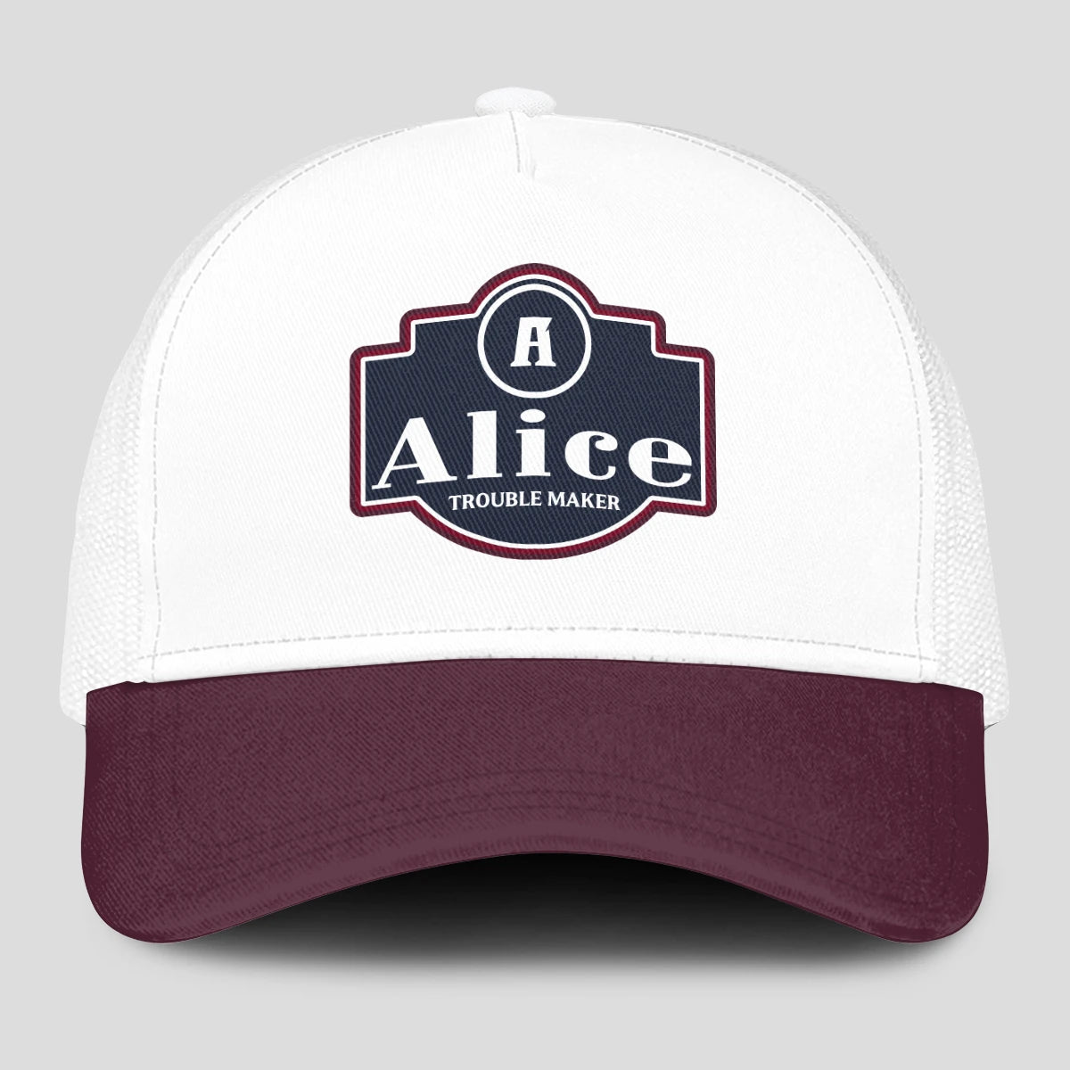 Trouble Maker Burgundy And White Funny Mesh Cap ALICE 13K1 C201PF