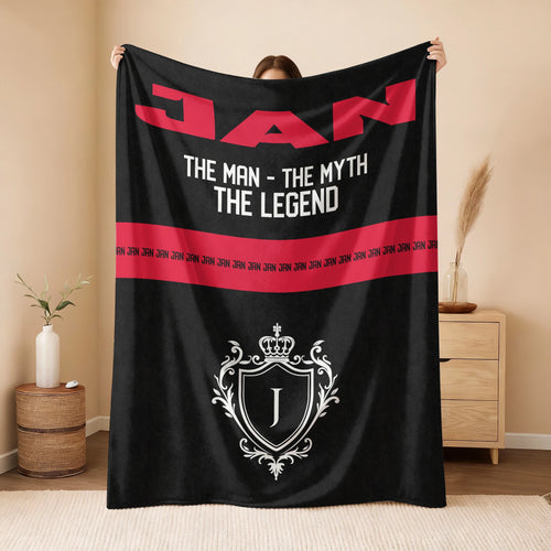 The Man The Myth The Legend Black Red Fleece Blanket JAN 13K1 BK14