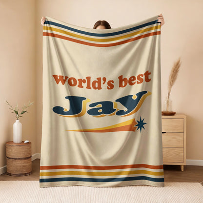 World's Best Your Name Retro Fleece Blanket JAY 13K1 BK64