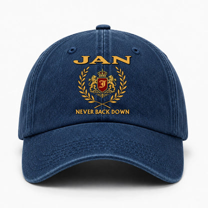 Never Back Down Royal Blue Denim Cap JAN 13K1 C60PF