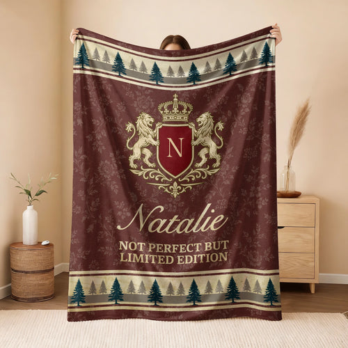 Not Perfect But Limited Edition Burgundy Pine Tree Fleece Blanket NATALIE 13K1 BK41